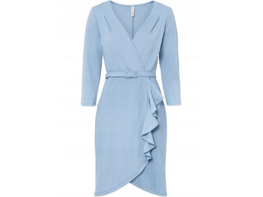 B.P.C niebieska sukienka elegancka z paskiem ^36/38