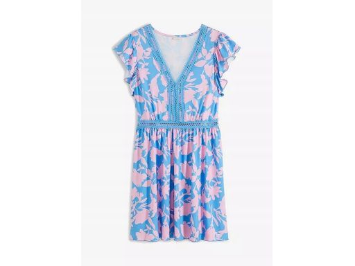 B.P.C letnia sukienka niebieska we wzory z koronką ^40/42