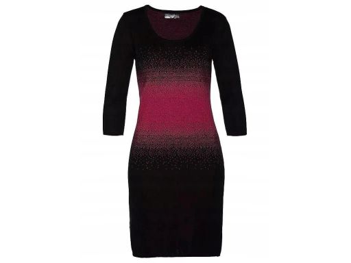 B.P.C sukienka dzianinowa czarno-różowa ołówkowa r.48/50