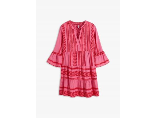 B.P.C krótka sukienka czerwono-różowa we wzory z wiskozy ^34