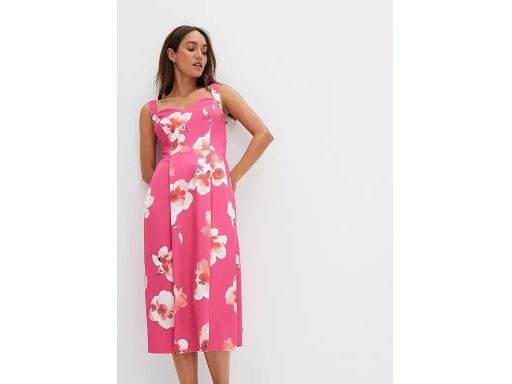 B.P.C różowa sukienka w kwiaty długość midi 40/42.