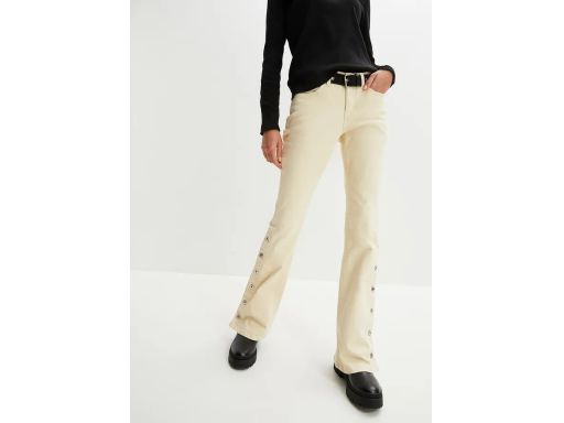 B.P.C spodnie twillowe z paskiem i plisą guzikową na dole nogawek ^48