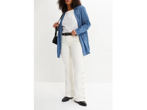 B.P.C spodnie twillowe z paskiem i plisą guzikową na dole nogawek ^48