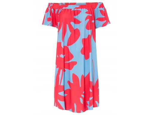 B.P.C. luźna sukienka carmen z nadrukiem 32/34.