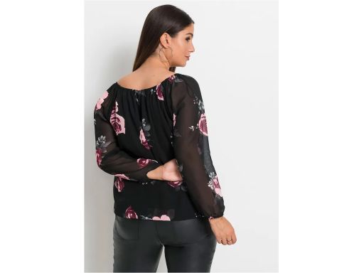 B.P.C bluzka szyfonowa w kwiatki z dekoltem carmen r.54