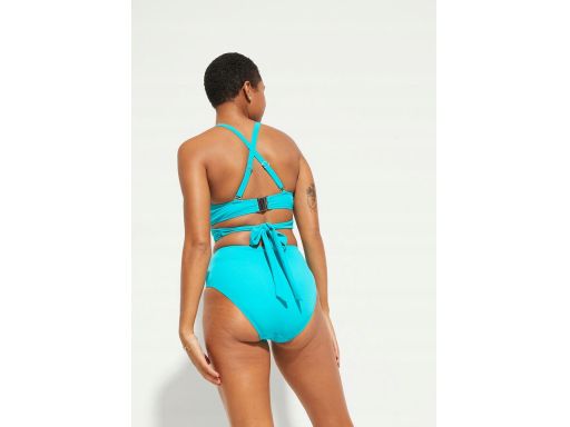 B.P.C bikini bustier wiązane turkusowe z figami 36.