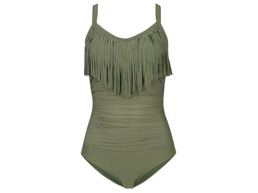 B.P.C kostium jednoczęściowy oliwkowy z frędzlami 50.