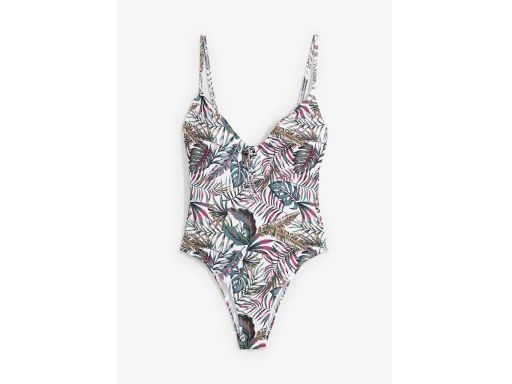 B.P.C kostium jednoczęściowy biały w kolorowe listki 40.