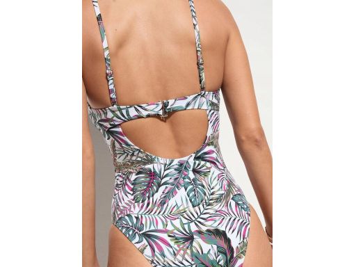 B.P.C kostium jednoczęściowy biały w kolorowe listki 40.