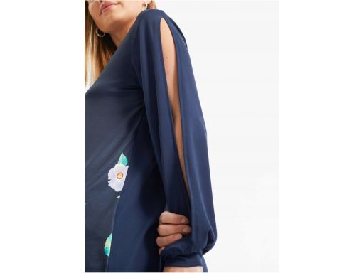 B.P.C sukienka granatowa nadruk wycięcia w rękawach r.40/42