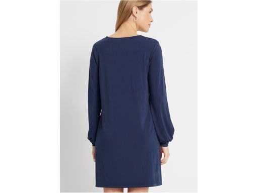 B.P.C sukienka granatowa nadruk wycięcia w rękawach r.40/42
