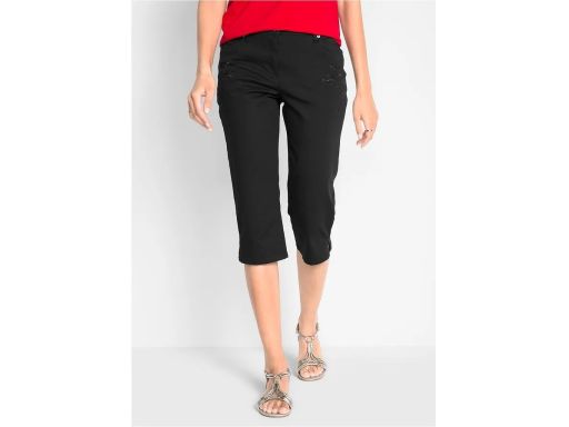 B.P.C spodnie 3/4 damskie czarne z haftami r.54