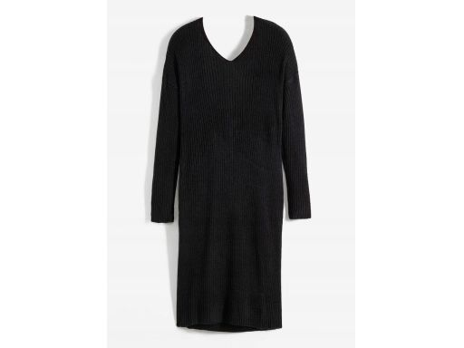 B.P.C sukienka dzianinowa czarna ze splotem dekoracyjnym r.40/42