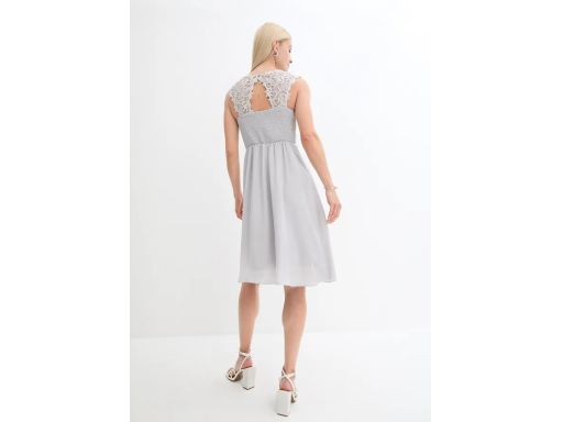 B.P.C sukienka szyfonowa z koronką matowy srebrny r.40