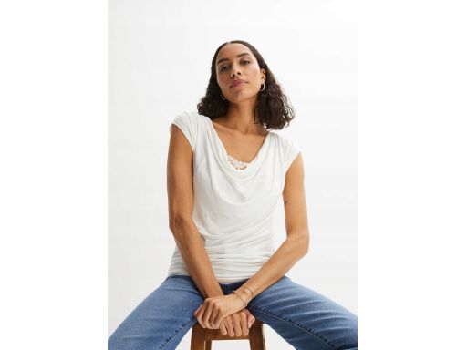 B.P.C bluzka t-shirt śmietanka koronka r.36/38