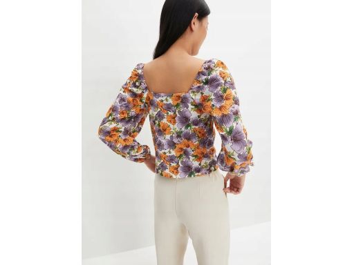 B.P.C bluzka w kwiaty marszczona z lekkiej krepy ^52/54