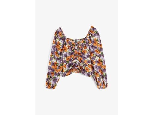 B.P.C bluzka w kwiaty marszczona z lekkiej krepy ^52/54