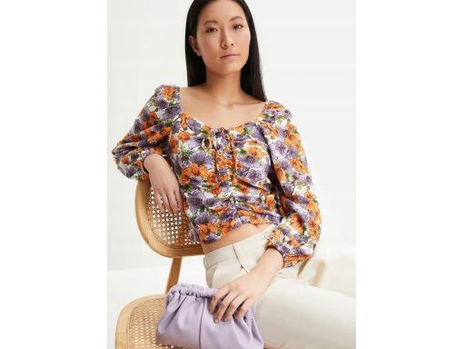 B.P.C bluzka w kwiaty marszczona z lekkiej krepy ^52/54