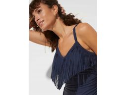 B.P.C kostium jednoczęściowy granatowy z frędzlami 52.