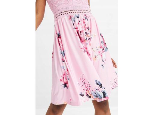 B.P.C różowa sukienka w kwiaty z koronką r.38