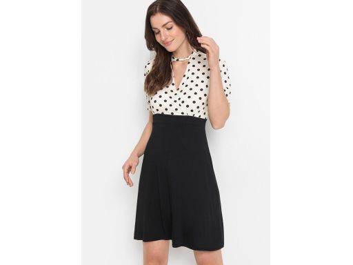 B.P.C sukienka 2w1 czarna w grochy ^52/54
