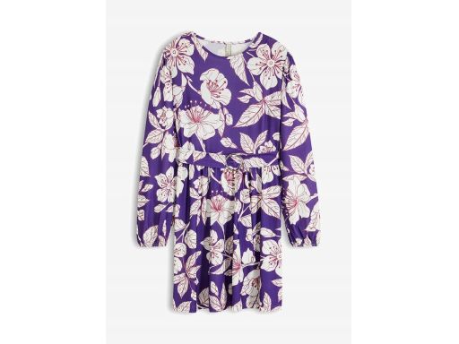 B.P.C fioletowa sukienka w białe kwiaty z paskiem 36/38.