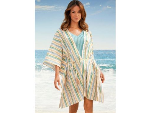 B.P.C kremowe kimono w paski 48/50.