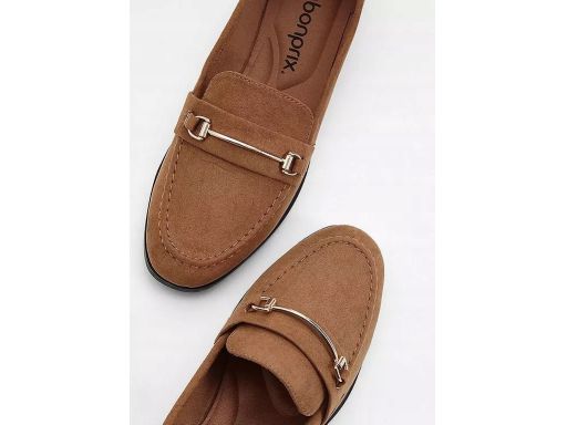 B.P.C półbuty damskie loafersy brązowe z eko zamszu 40.