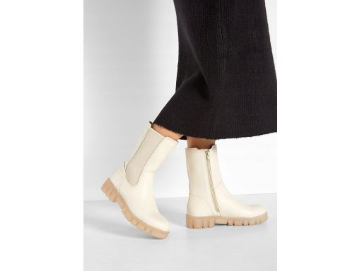 B.P.C beżowe botki damskie na grubej podeszwie r.41