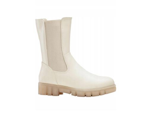 B.P.C beżowe botki damskie na grubej podeszwie r.41
