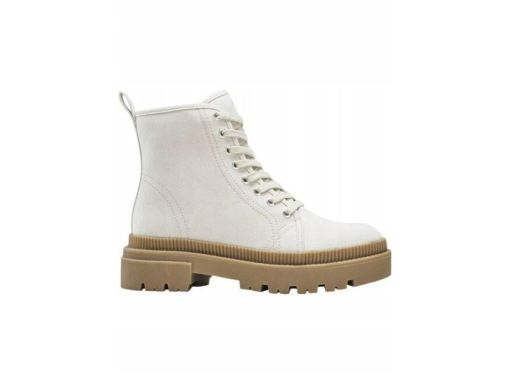 B.P.C beżowe botki damskie na grubej podeszwie sznurowane r.40