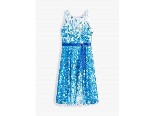 B.P.C sukienka koronkowa biało-niebieska rozkloszowana ^50