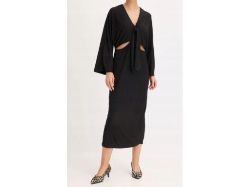 B.P.C długa sukienka czarna z wycięciami i wiązaniem r.48/50
