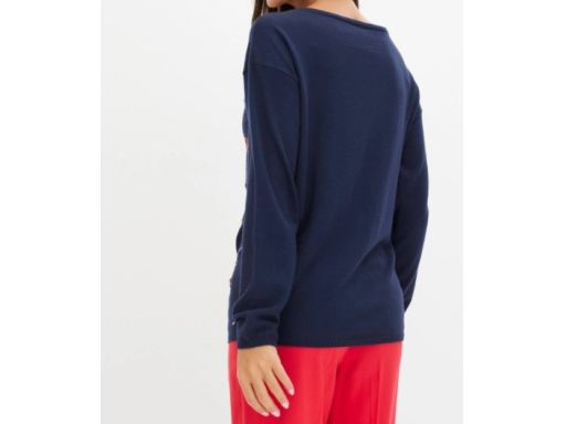 B.P.C sweter świąteczny granatowy z bombkami z cekinów 40/42.