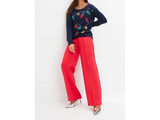 B.P.C sweter świąteczny granatowy z bombkami z cekinów 40/42.