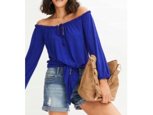 B.P.C bluzka chabrowa odkryte ramiona, wiązanie 36/38