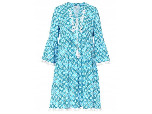 B.P.C sukienka tunikowa we wzory z frędzlami boho niebieska 40.