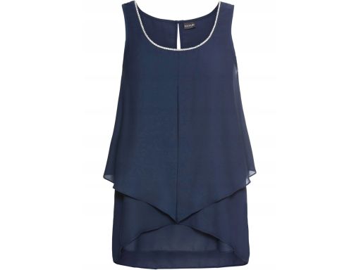 B.P.C szyfonowa granatowa bluzka z cyrkoniami 36.