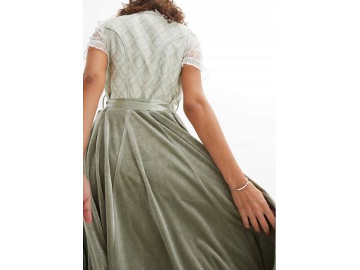 B.P.C. sukienka w stylu ludowym pistacjowa z fartuszkiem 44.