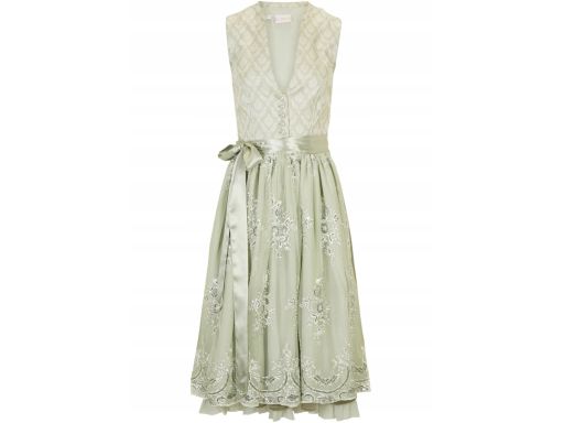 B.P.C. sukienka w stylu ludowym pistacjowa z fartuszkiem 44.