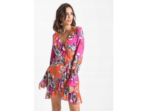 Sukienka wzorzysta falbany r.36/38