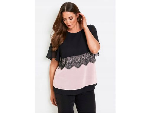 B.P.C bluzka szyfonowa dwuwarstwowa z koronką 46.