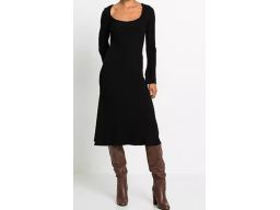 B.P.C sukienka dzianinowa midi czarna z szerokimi rękawami r.36/38