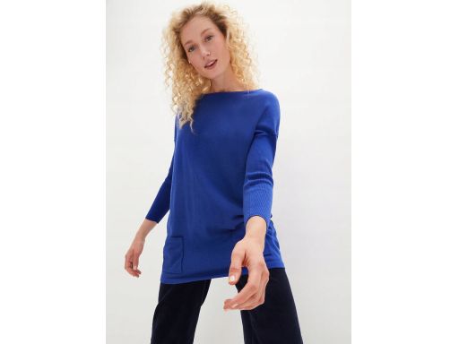 B.P.C sweter szafirowy z opuszczonymi ramionami r.36/38