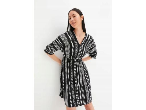 B.P.C sukienka z wiskozy we wzory z dużym dekoltem 46.