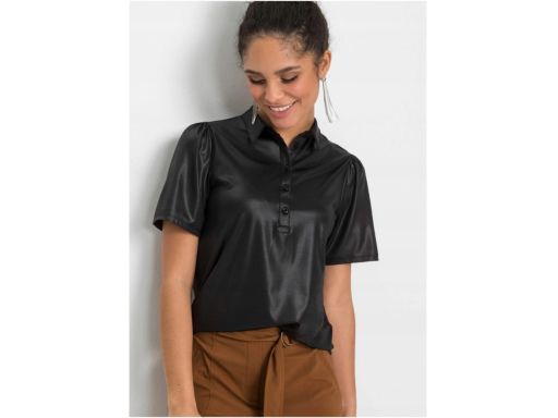 B.P.C czarna bluzka błyszcząca polo ^32/34