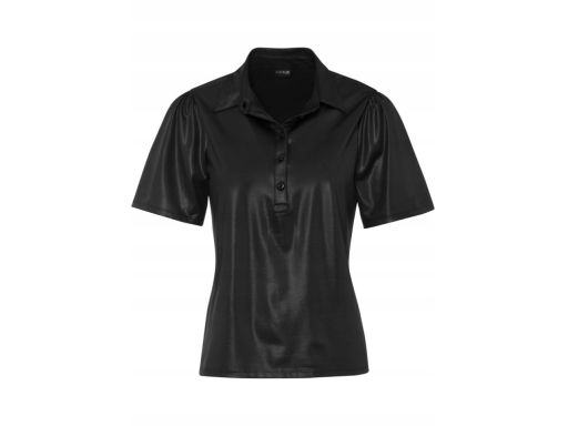 B.P.C czarna bluzka błyszcząca polo ^32/34