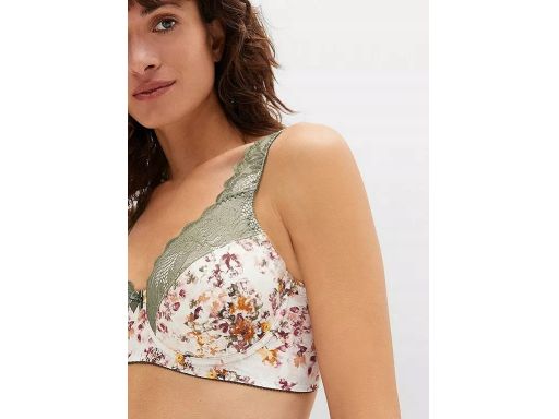 B.P.C biustonosz miękki na fiszbinie w kwiaty z koronką 105C.