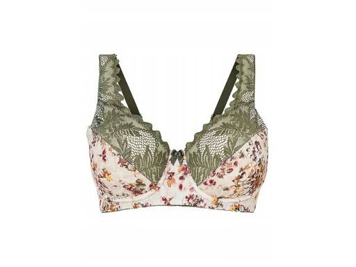 B.P.C biustonosz miękki na fiszbinie w kwiaty z koronką 105C.