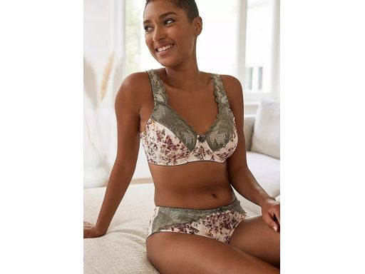 B.P.C biustonosz miękki na fiszbinie w kwiaty z koronką 105C.